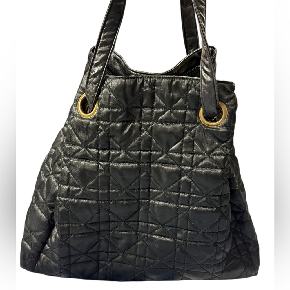 Big Buddha Santa Barbara Quilted Vegan Leather Tote Yoga Bag Black